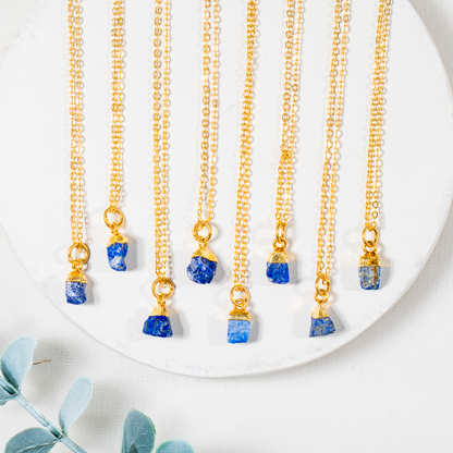 Lapis Lazuli Raw Crystal Necklace, Raw Gemstone Necklace.  DestGlow
