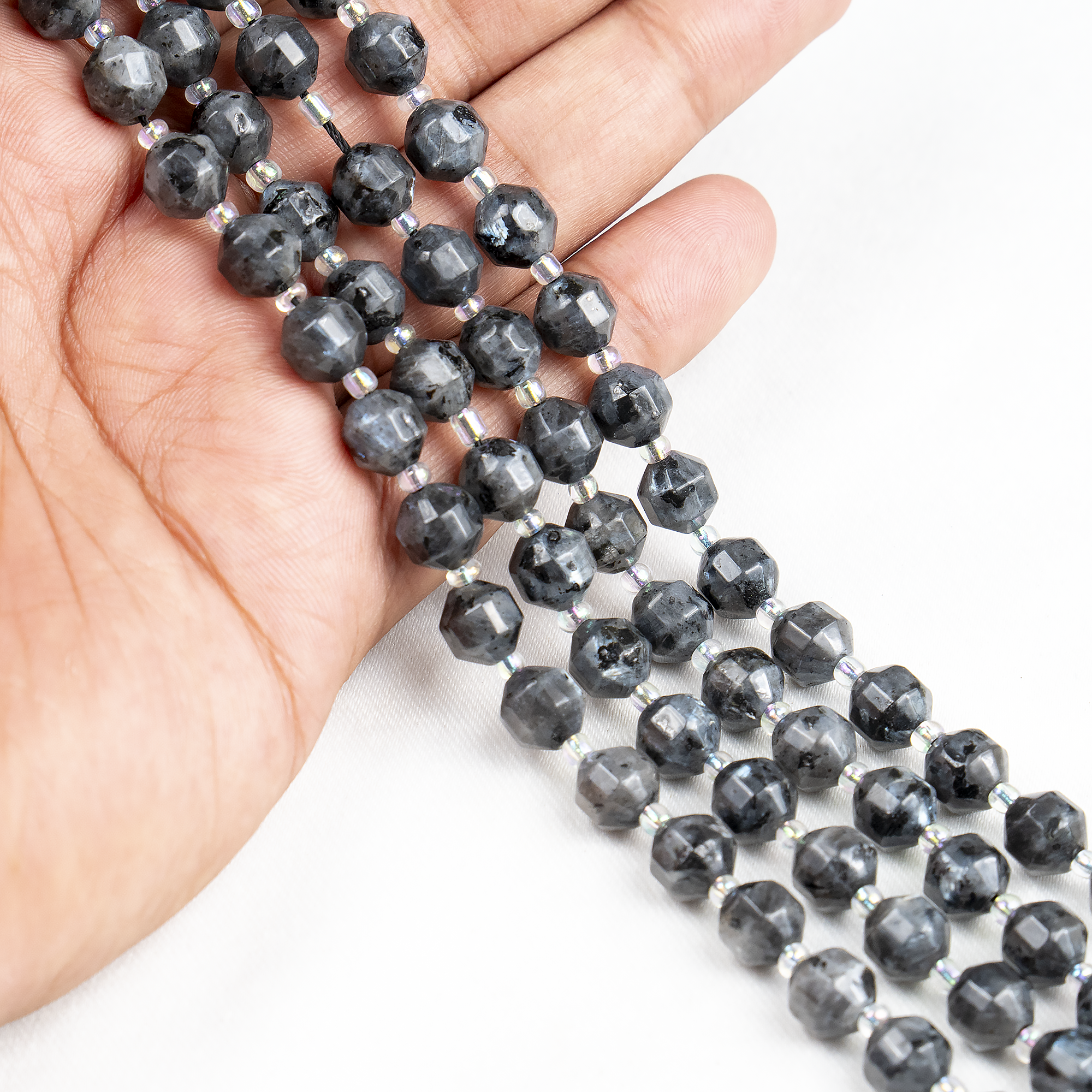 Larvikite Faceted Prism Cut Beads For Jewelry Making