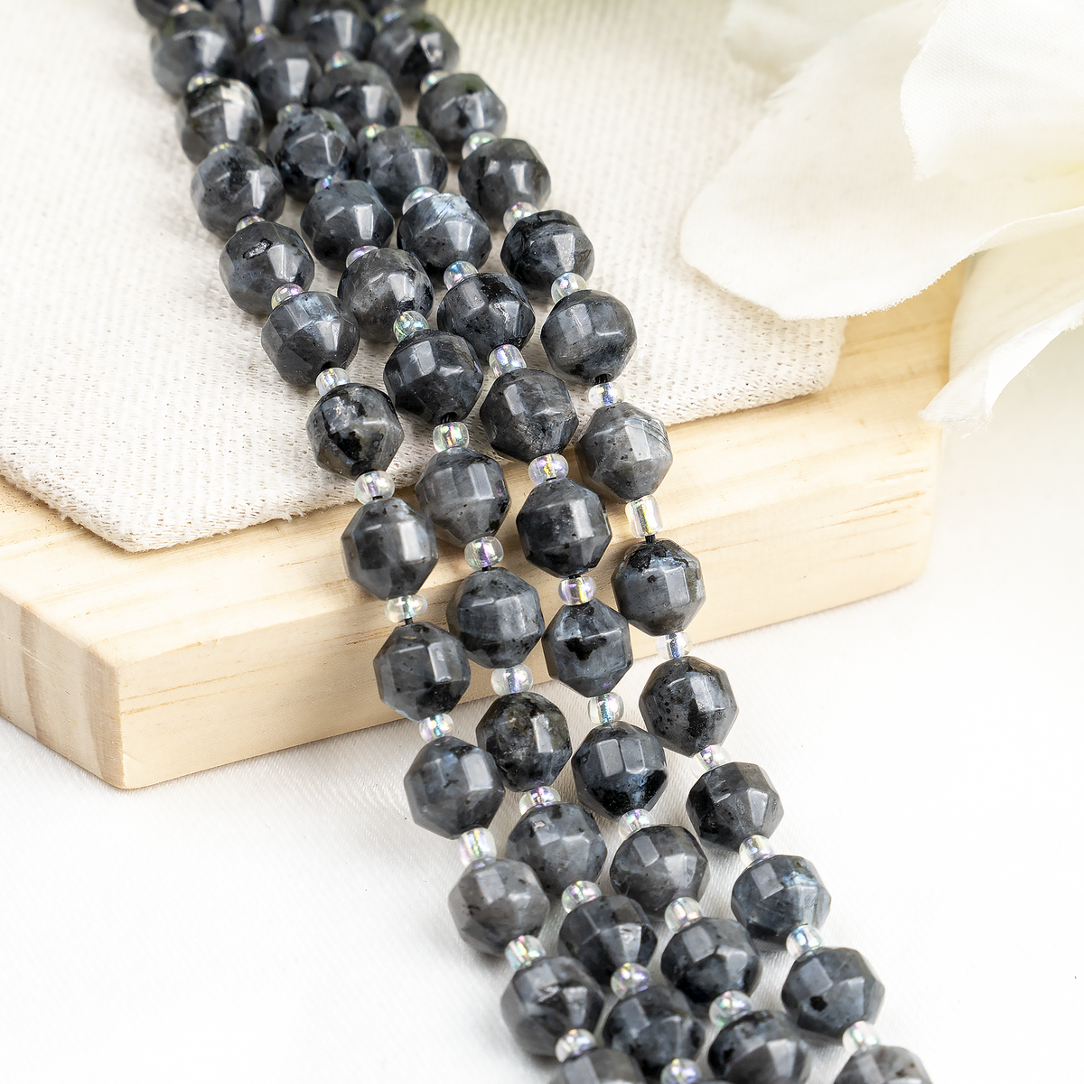 Larvikite Faceted Prism Cut Beads For Jewelry Making