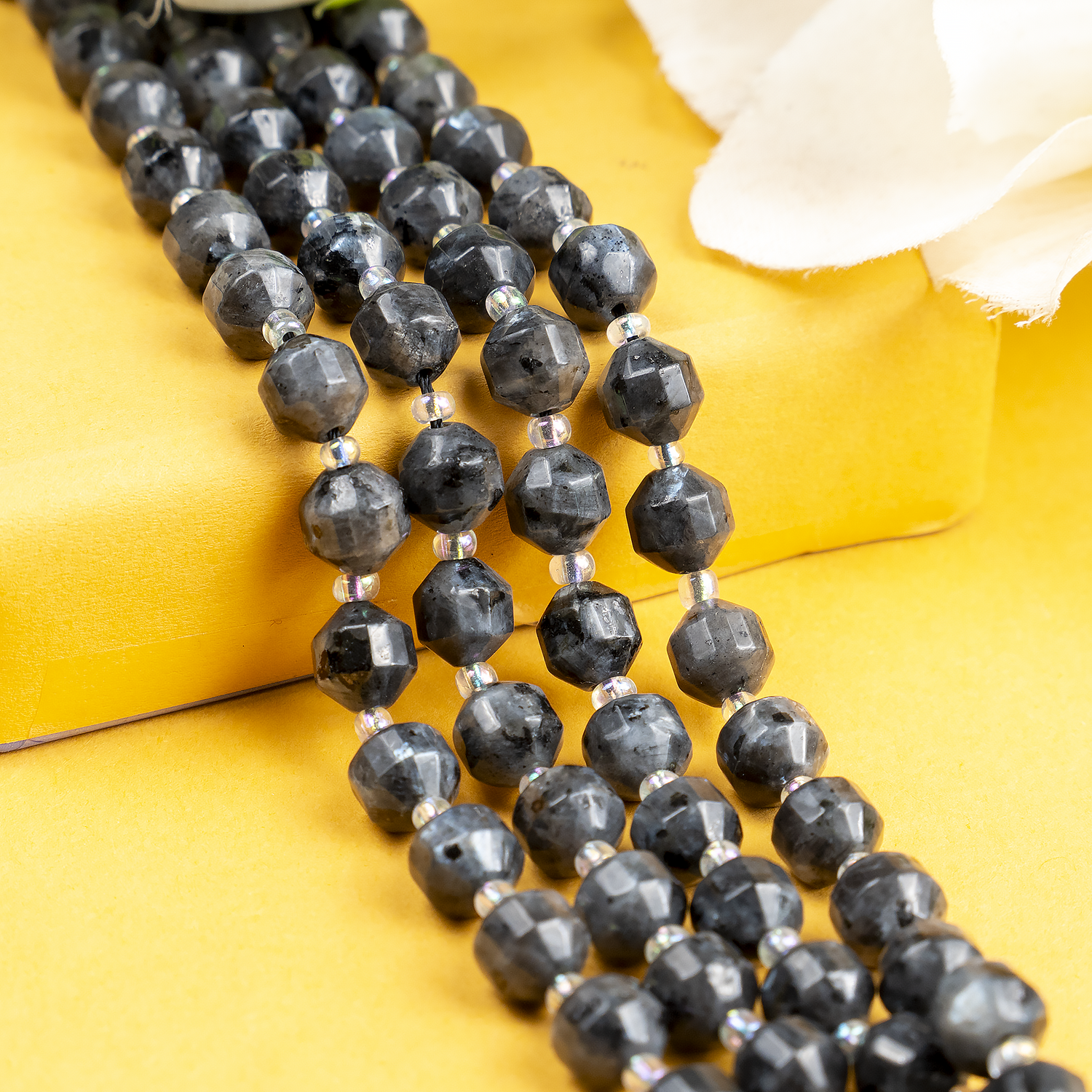 Larvikite Faceted Prism Cut Beads For Jewelry Making