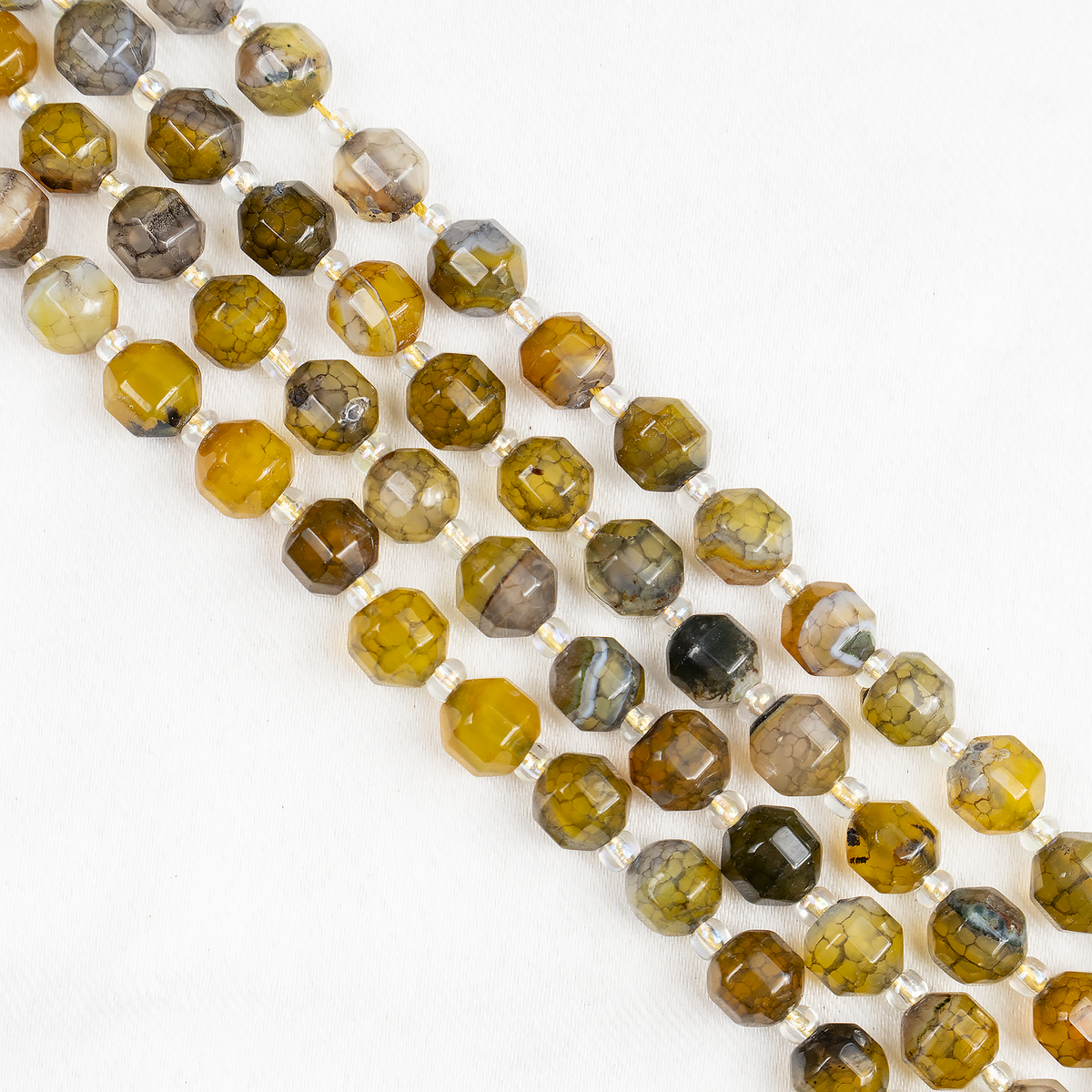 Dragon Vein Green Faceted Prism Cut Beads.  For Jewelry Making  DestGlow