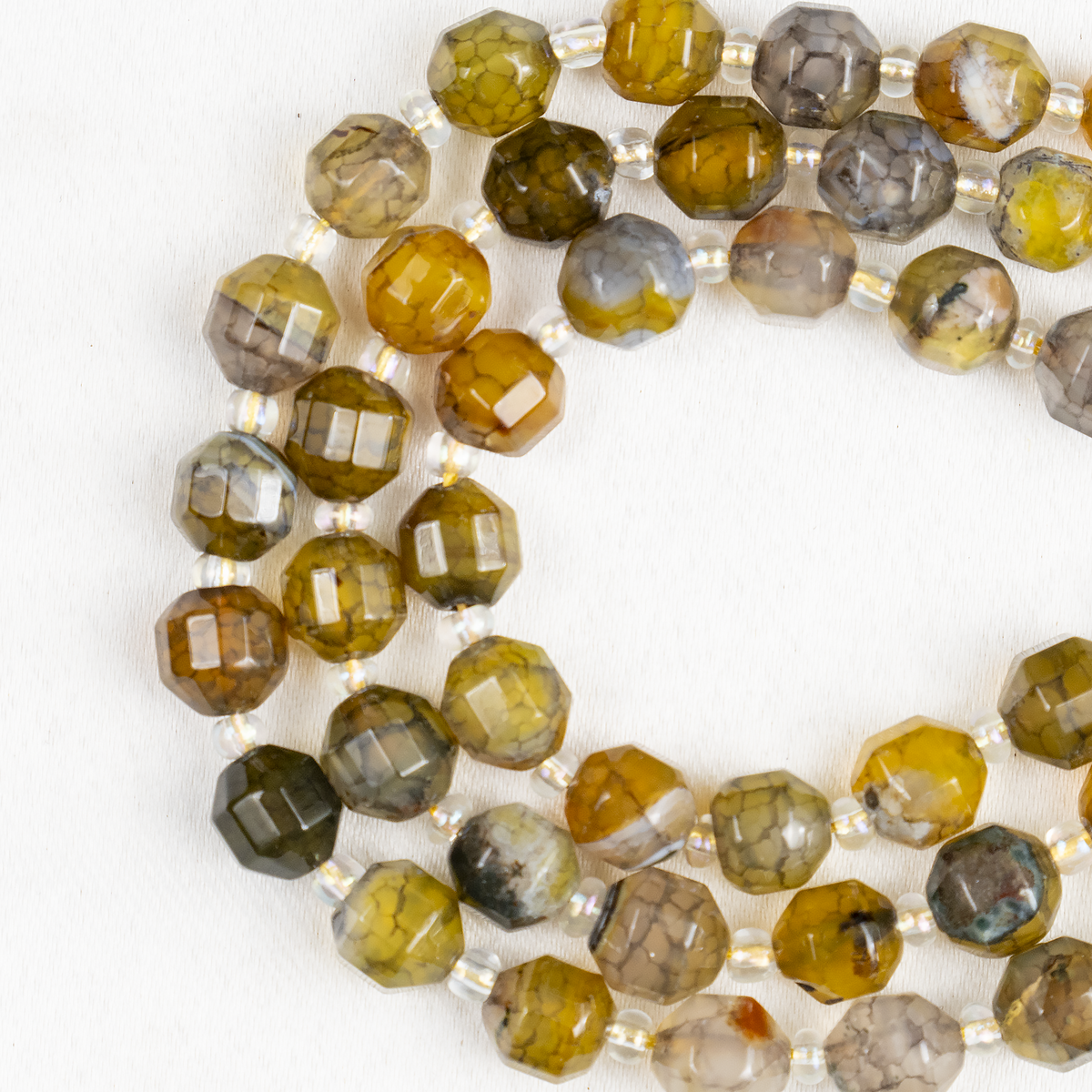Dragon Vein Green Faceted Prism Cut Beads.  For Jewelry Making  DestGlow