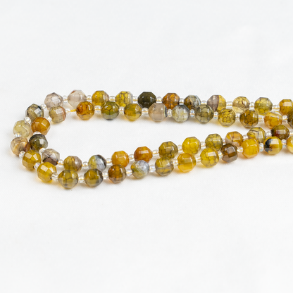 Dragon Vein Green Faceted Prism Cut Beads.  For Jewelry Making  DestGlow