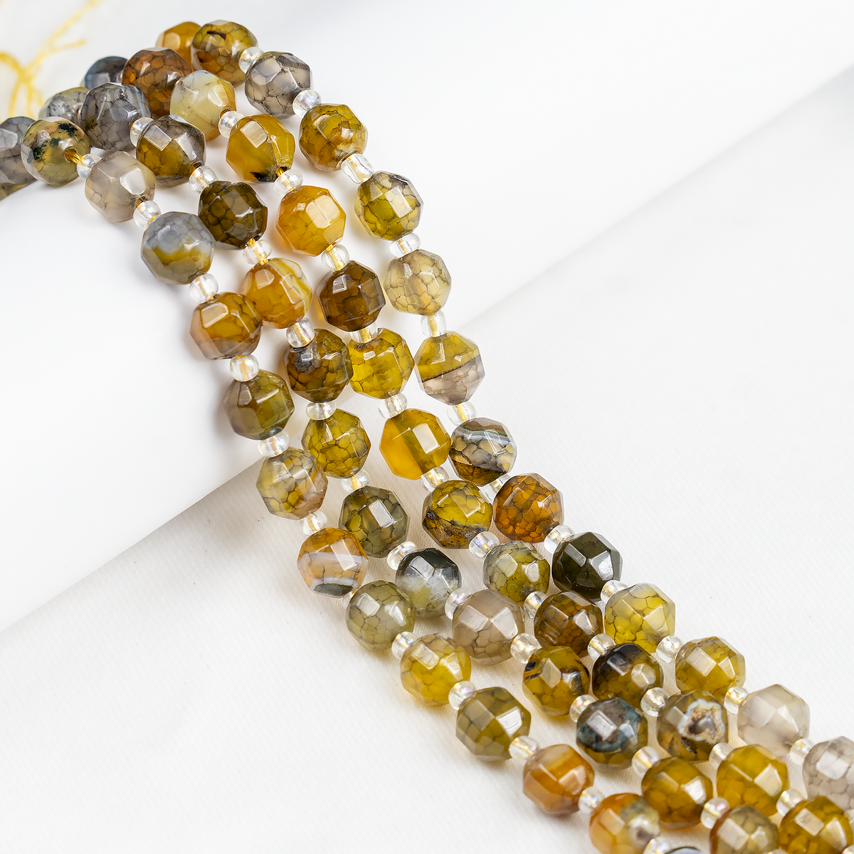 Dragon Vein Green Faceted Prism Cut Beads.  For Jewelry Making  DestGlow