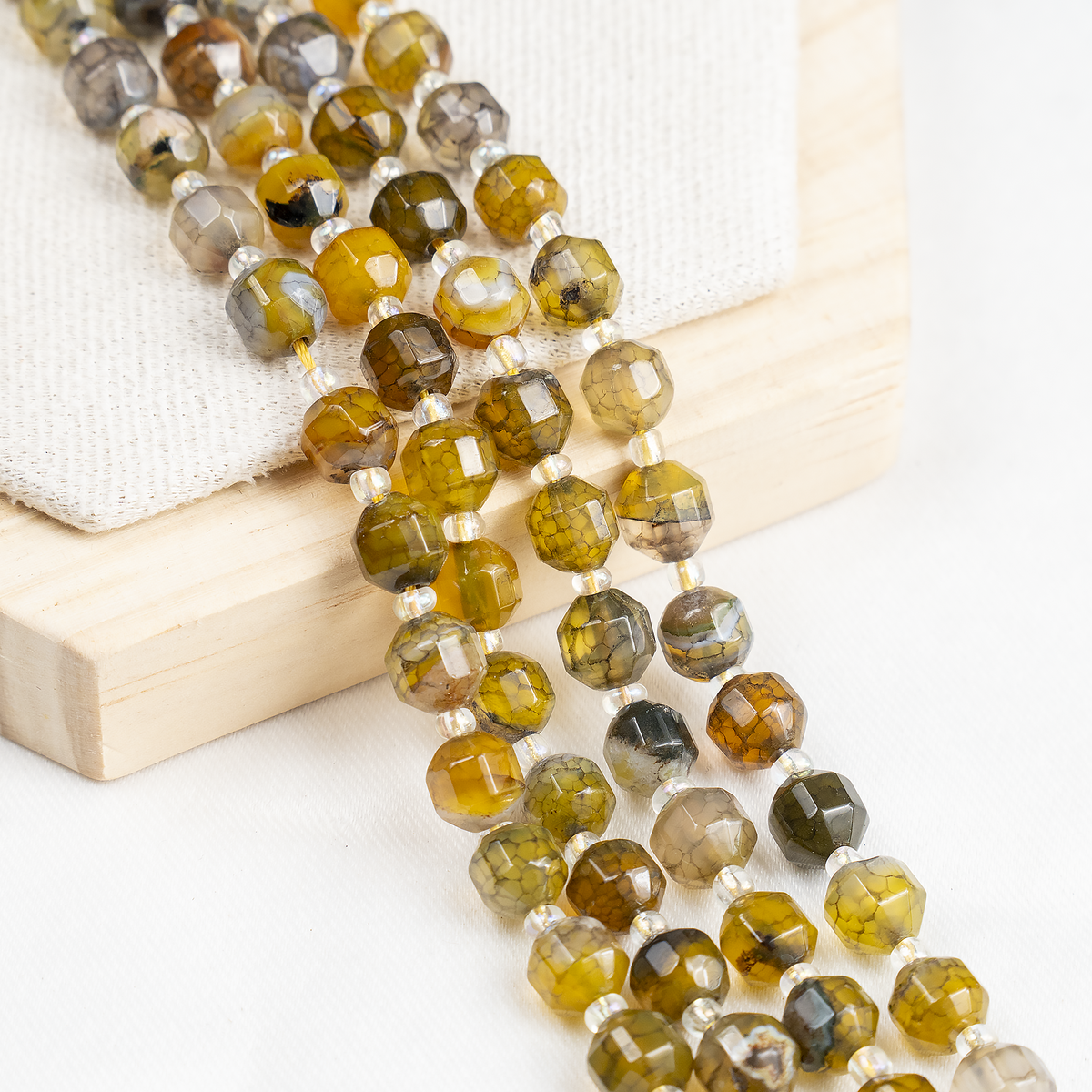 Dragon Vein Green Faceted Prism Cut Beads.  For Jewelry Making  DestGlow