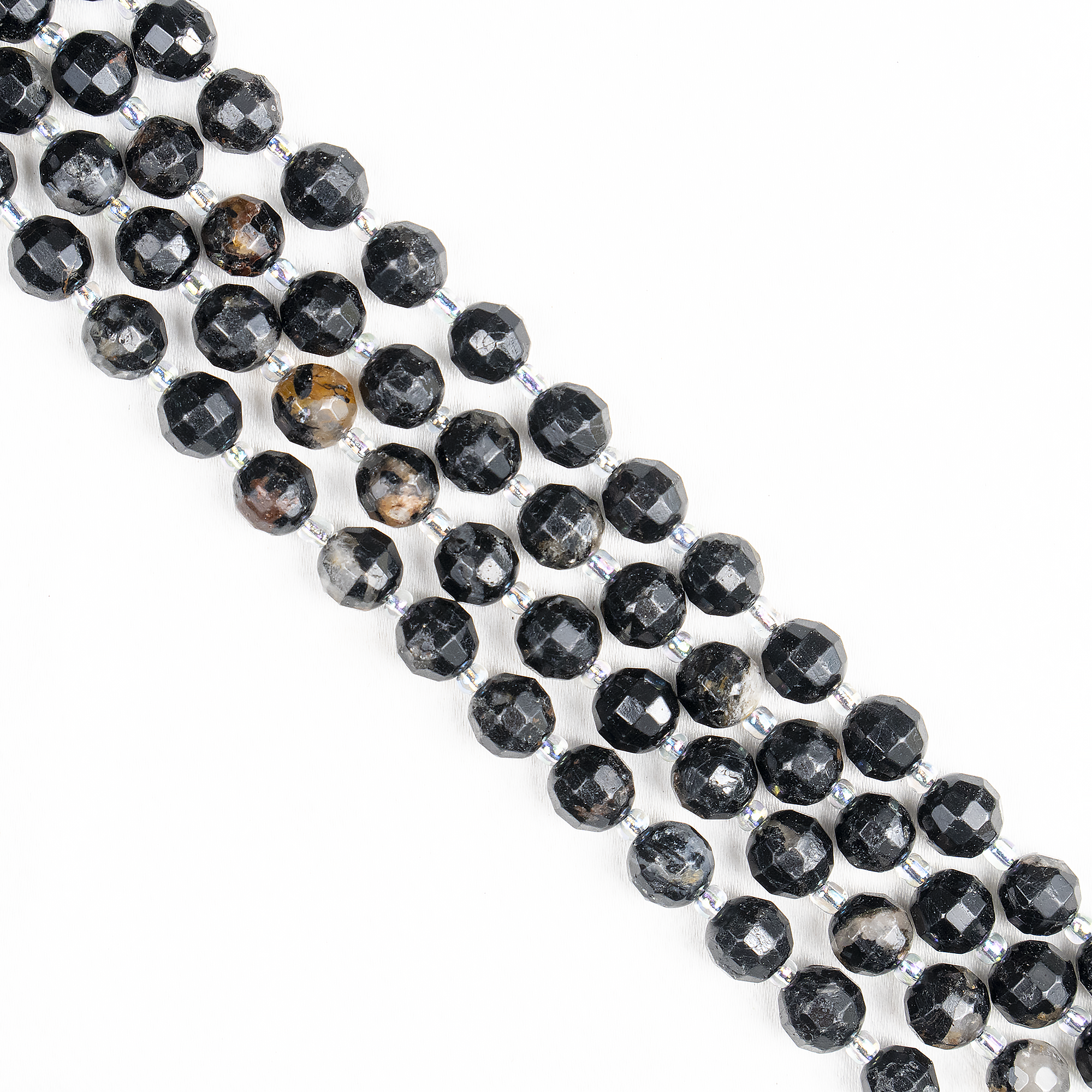 Black Tourmaline Faceted Prism Cut Beads for Jewelry Making