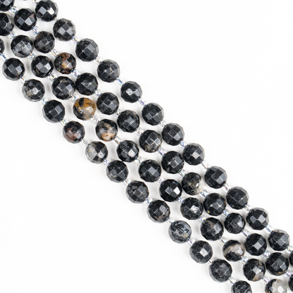 Black Tourmaline Faceted Prism Cut Beads for Jewelry Making