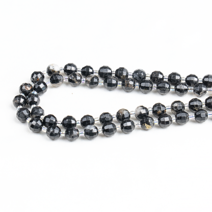 Black Tourmaline Faceted Prism Cut Beads for Jewelry Making