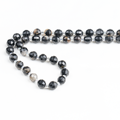 Black Tourmaline Faceted Prism Cut Beads for Jewelry Making
