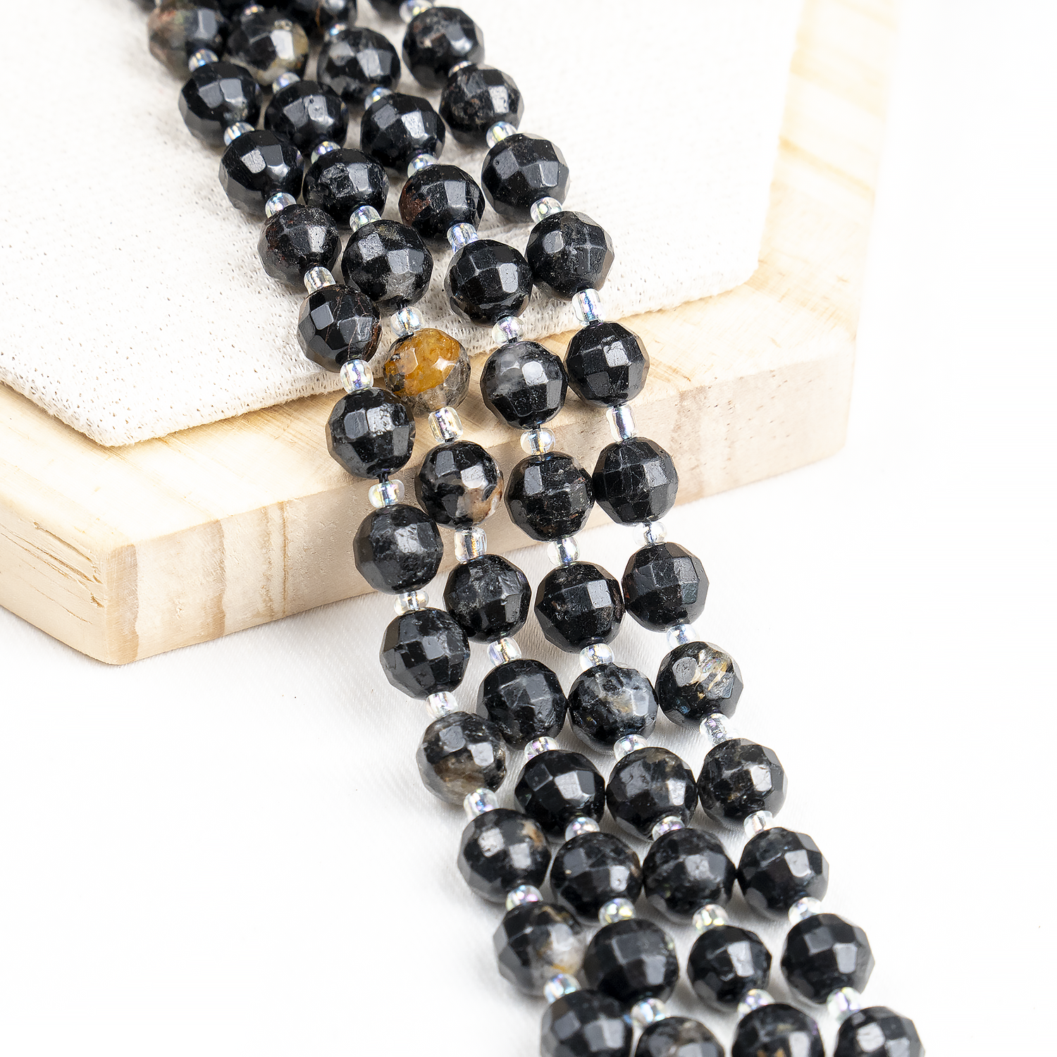 Black Tourmaline Faceted Prism Cut Beads for Jewelry Making