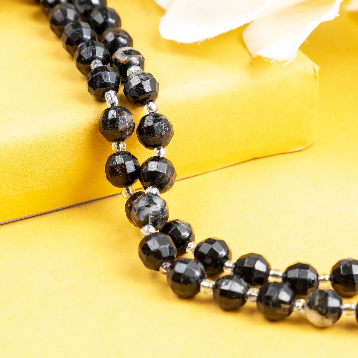 Black Tourmaline Faceted Prism Cut Beads for Jewelry Making