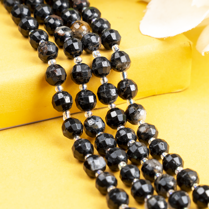 Black Tourmaline Faceted Prism Cut Beads for Jewelry Making