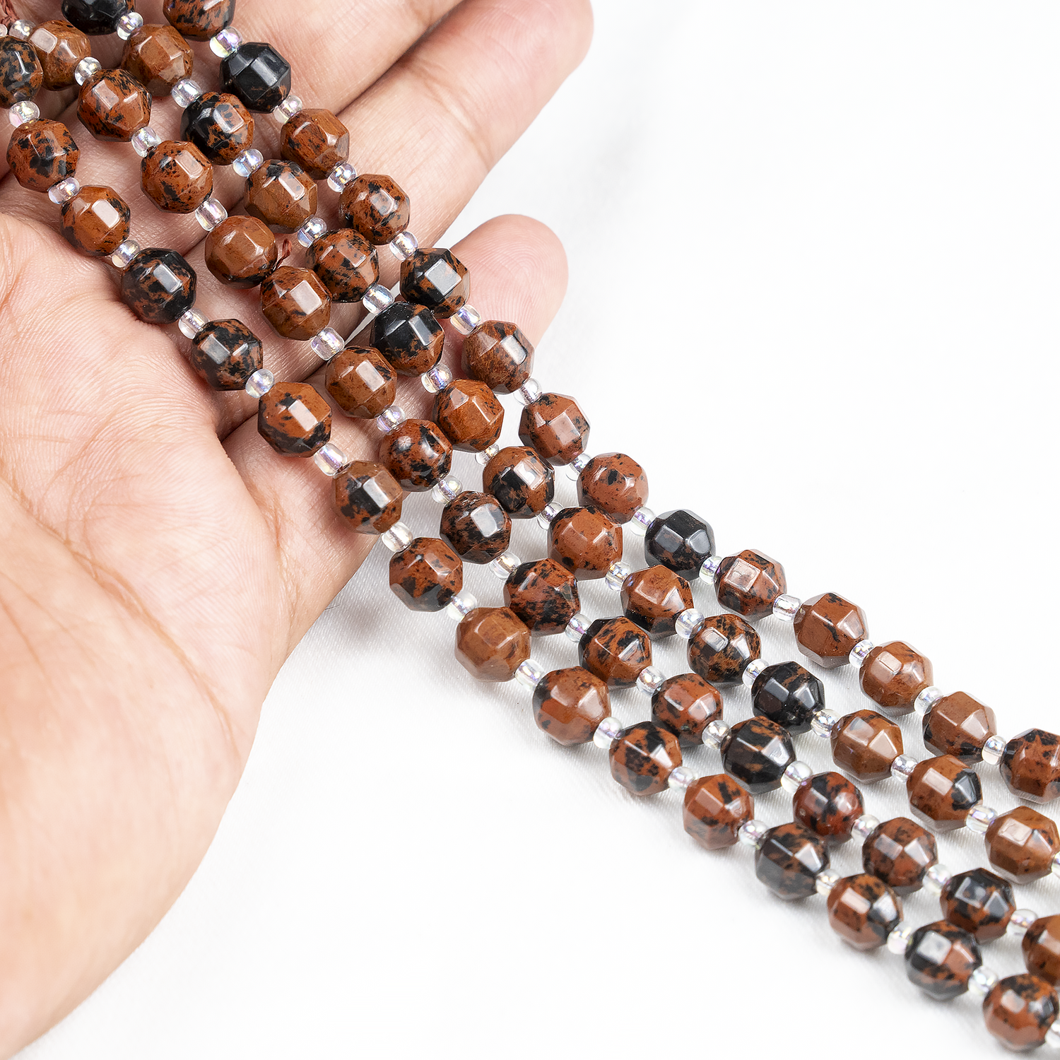 Mahogany Obsidian Faceted Prism Cut Beads For Jewelry Making