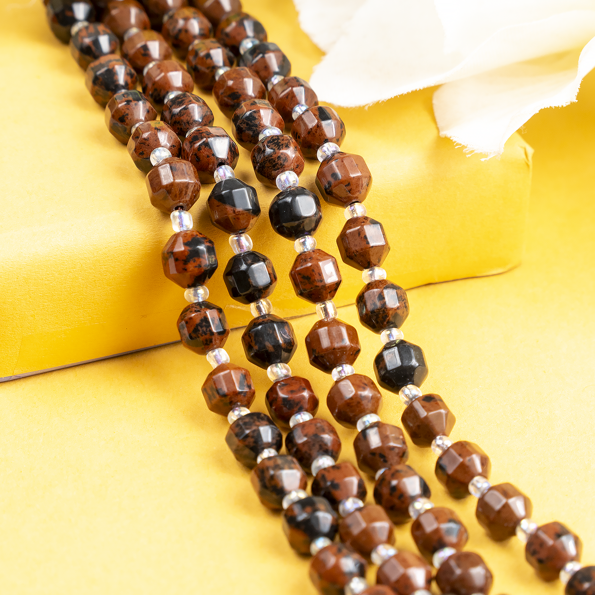 Mahogany Obsidian Faceted Prism Cut Beads For Jewelry Making
