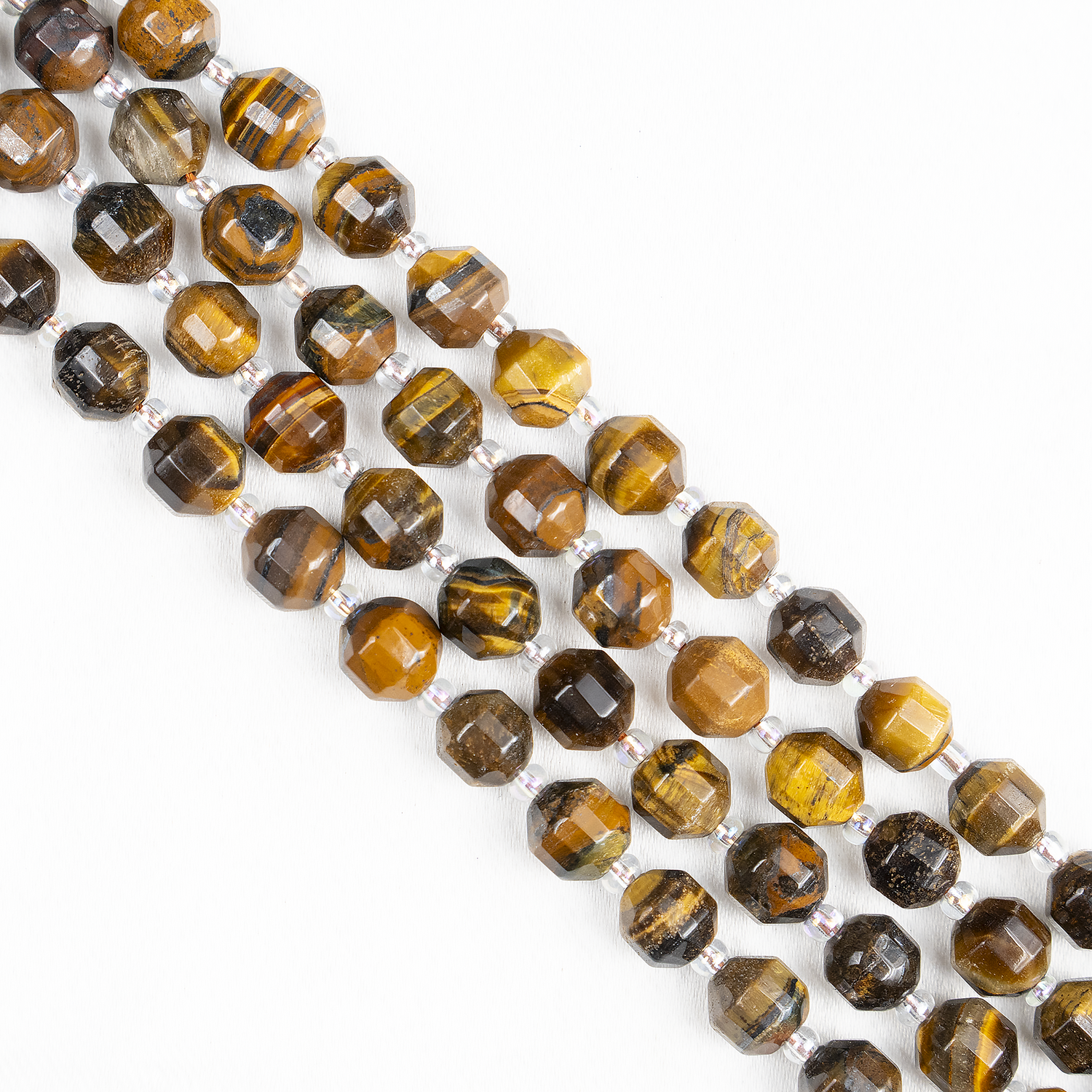 Tiger eye Faceted Prism Cut Beads For Jewelry Making