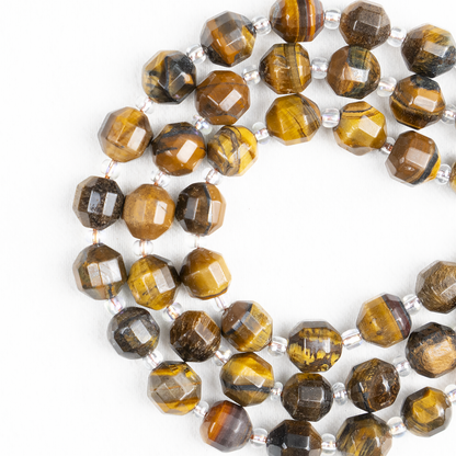 Tiger eye Faceted Prism Cut Beads For Jewelry Making