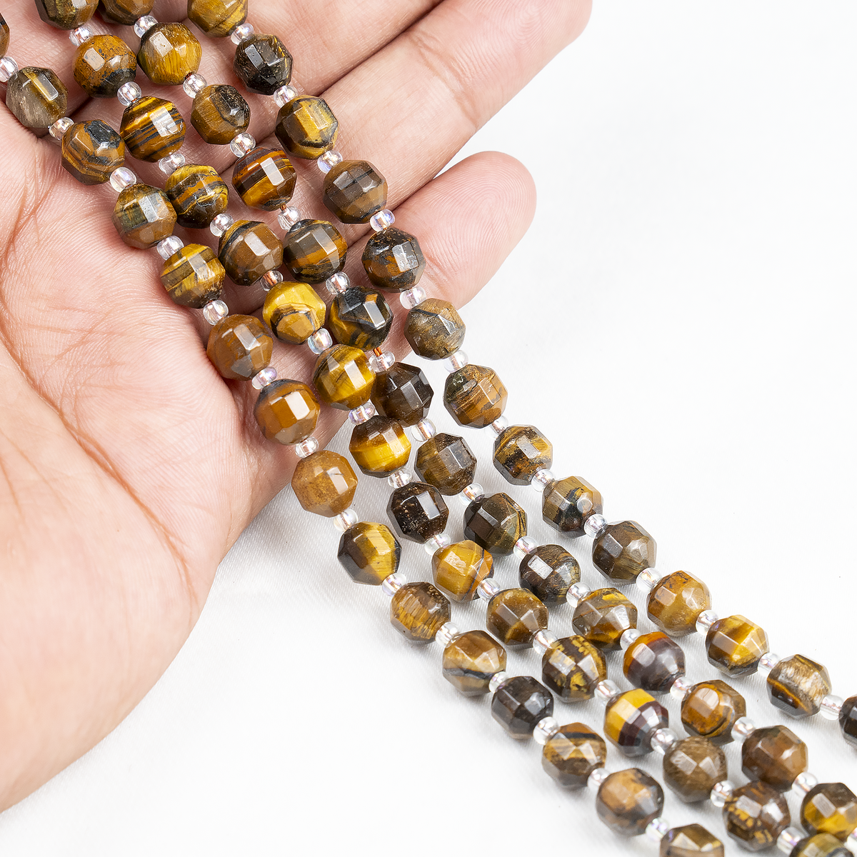 Tiger eye Faceted Prism Cut Beads For Jewelry Making