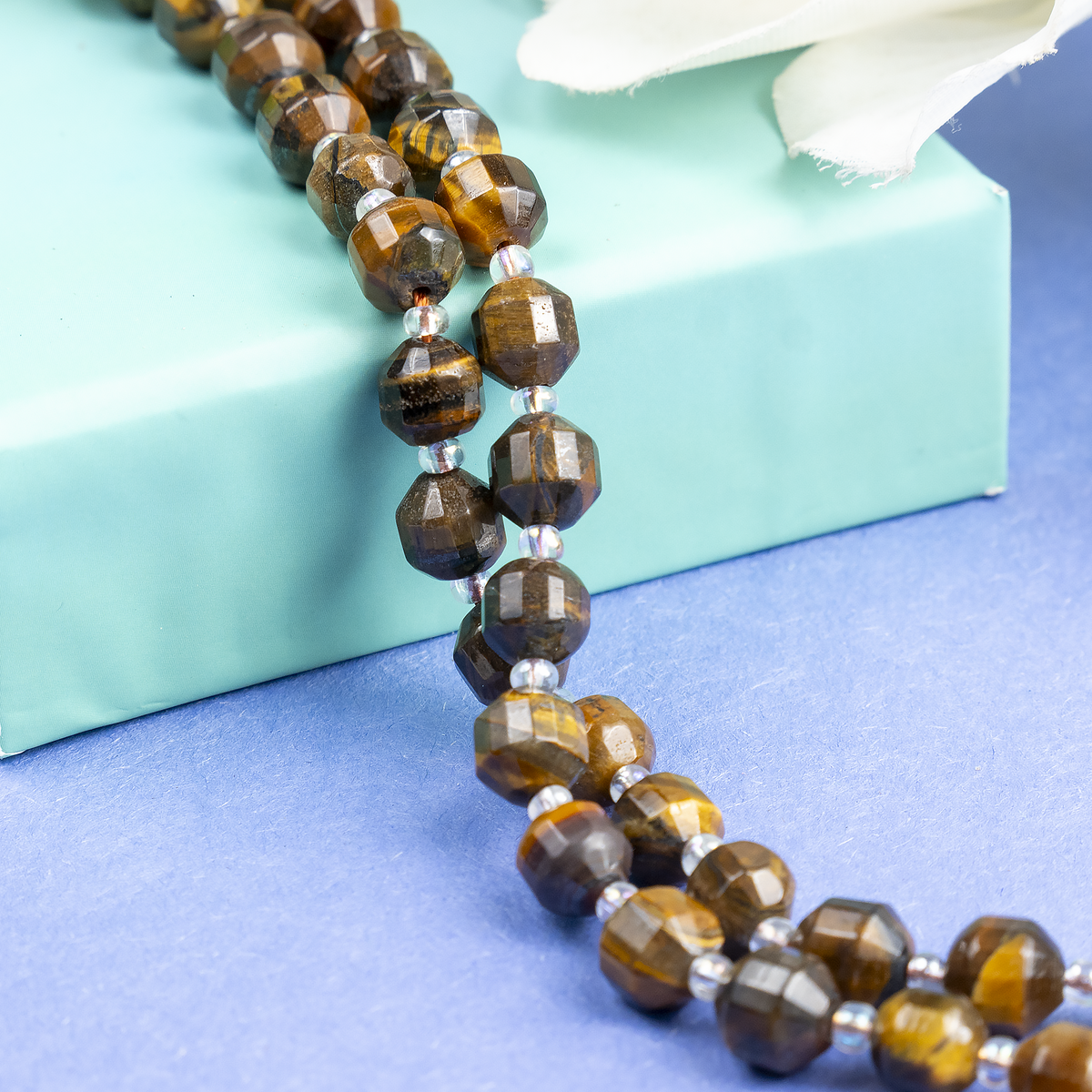 Tiger eye Faceted Prism Cut Beads For Jewelry Making