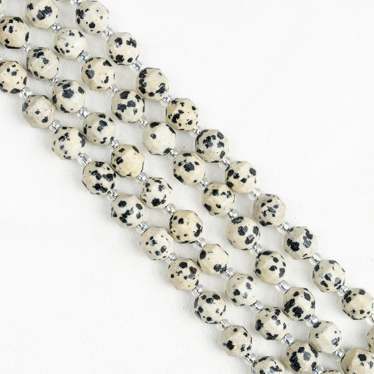 Dalmatian Jasper Faceted Prism Cut Beads For Jewelry Making  DestGlow