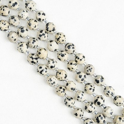 Dalmatian Jasper Faceted Prism Cut Beads For Jewelry Making  DestGlow
