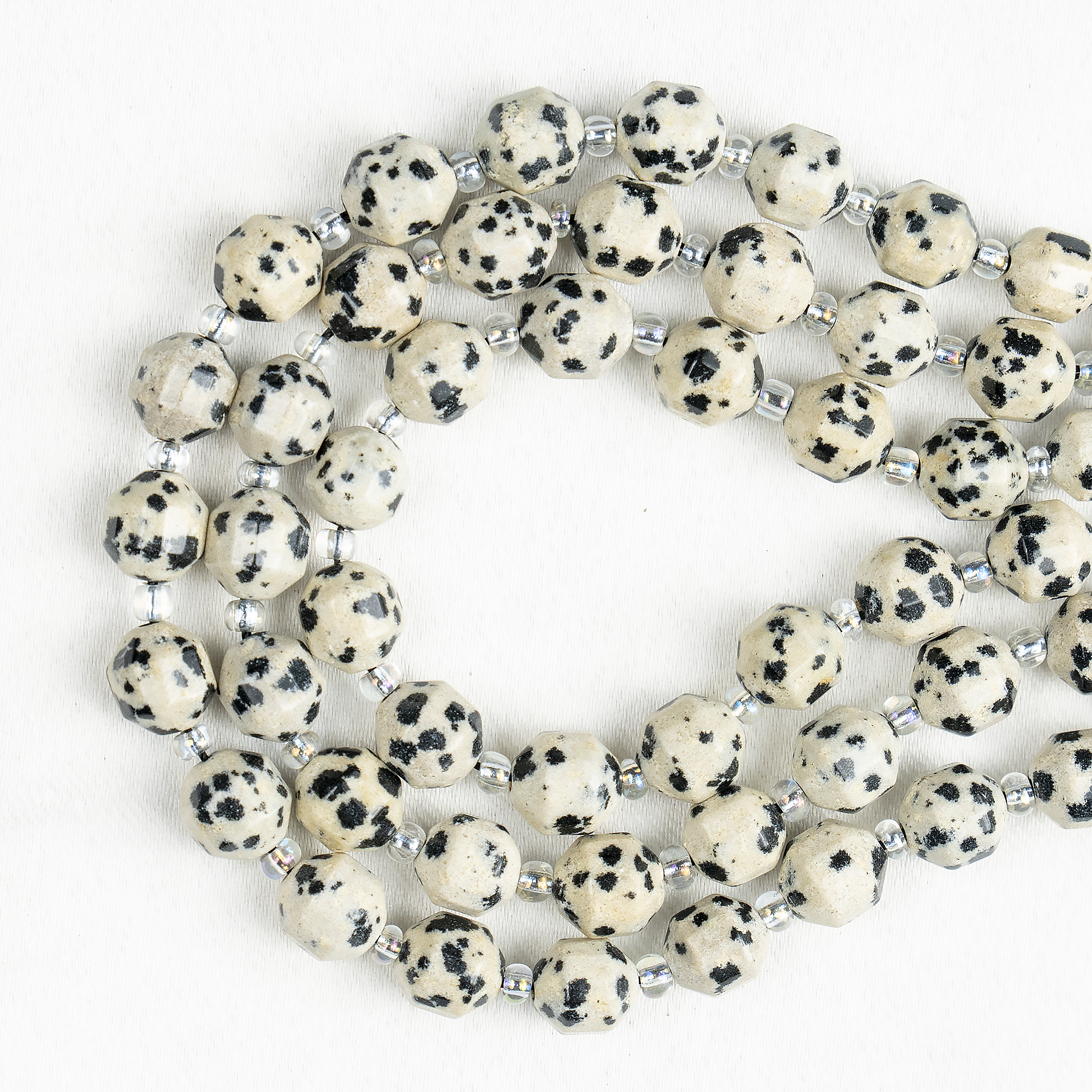 Dalmatian Jasper Faceted Prism Cut Beads For Jewelry Making  DestGlow