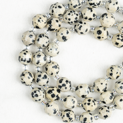 Dalmatian Jasper Faceted Prism Cut Beads For Jewelry Making  DestGlow