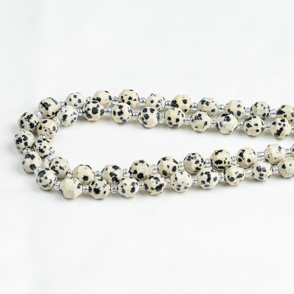 Dalmatian Jasper Faceted Prism Cut Beads For Jewelry Making  DestGlow