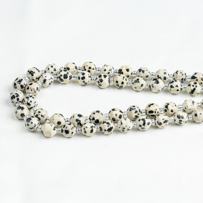 Dalmatian Jasper Faceted Prism Cut Beads For Jewelry Making  DestGlow