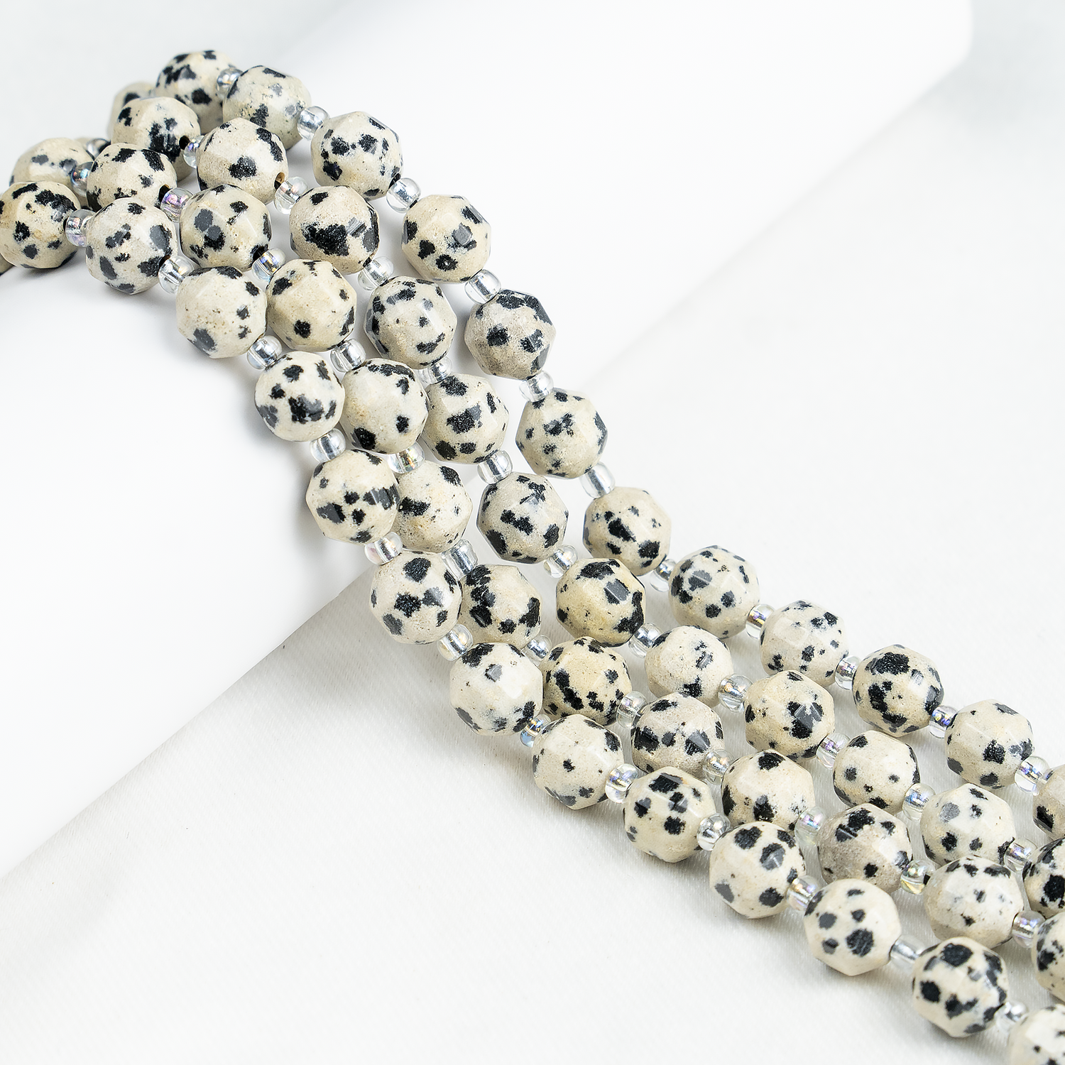 Dalmatian Jasper Faceted Prism Cut Beads For Jewelry Making  DestGlow