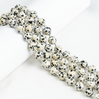Dalmatian Jasper Faceted Prism Cut Beads For Jewelry Making  DestGlow