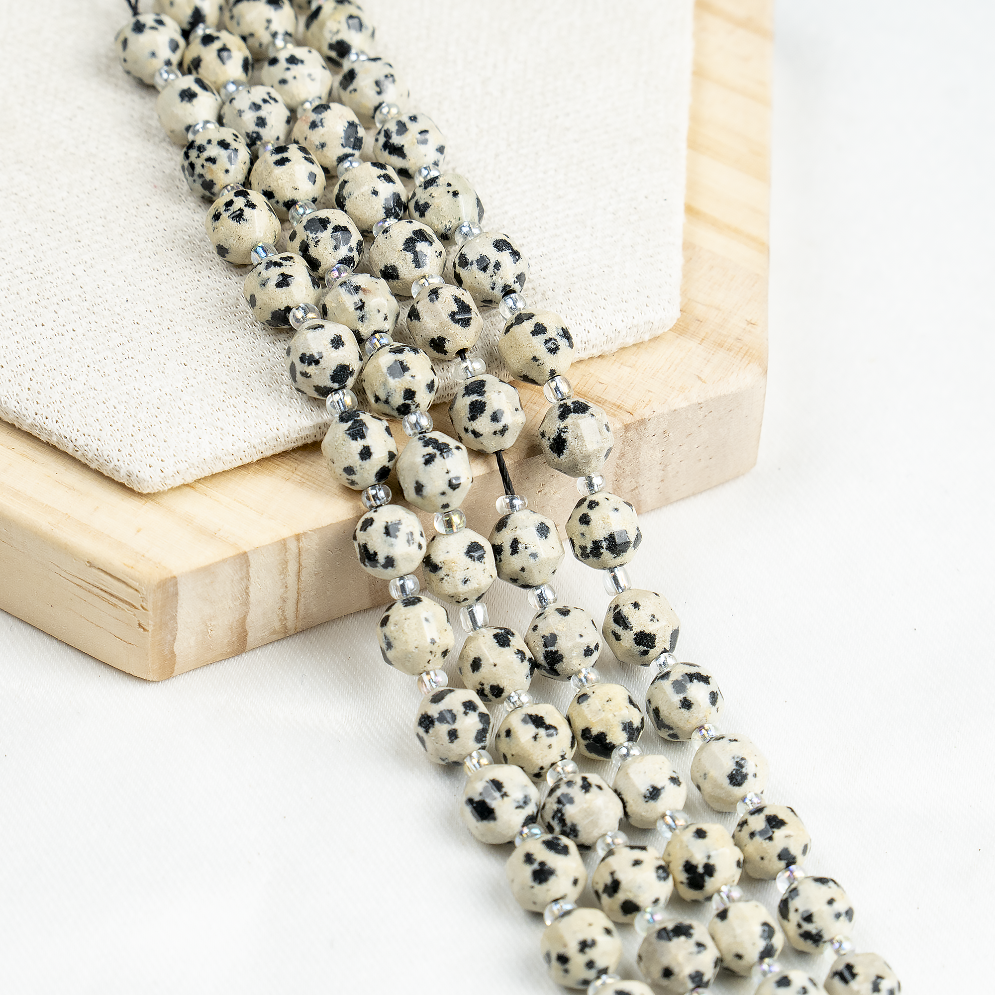 Dalmatian Jasper Faceted Prism Cut Beads For Jewelry Making  DestGlow
