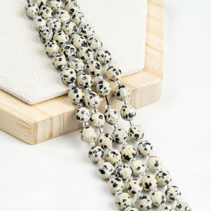 Dalmatian Jasper Faceted Prism Cut Beads For Jewelry Making  DestGlow