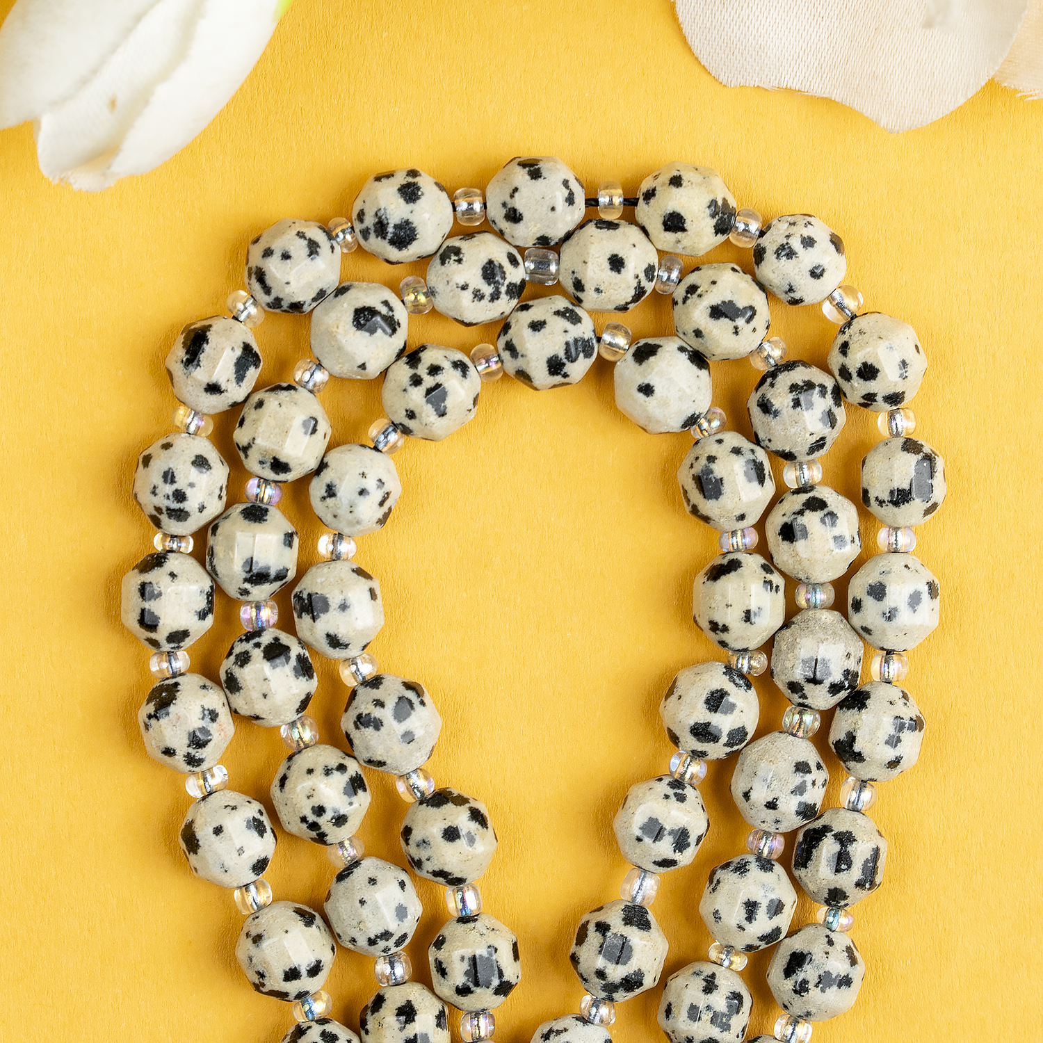 Dalmatian Jasper Faceted Prism Cut Beads For Jewelry Making  DestGlow