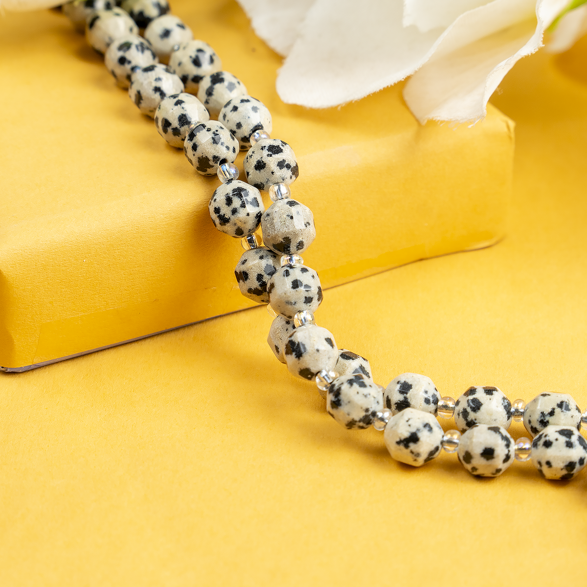Dalmatian Jasper Faceted Prism Cut Beads For Jewelry Making  DestGlow