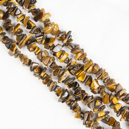 Uncut Raw Tiger Eye Crystal Chip Beads for Necklace (Creativity and Intuition)