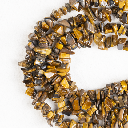 Uncut Raw Tiger Eye Crystal Chip Beads for Necklace (Creativity and Intuition)