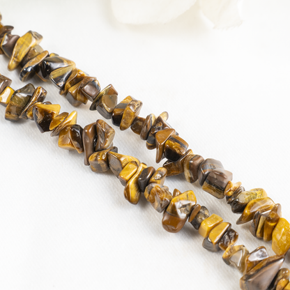 Uncut Raw Tiger Eye Crystal Chip Beads for Necklace (Creativity and Intuition)
