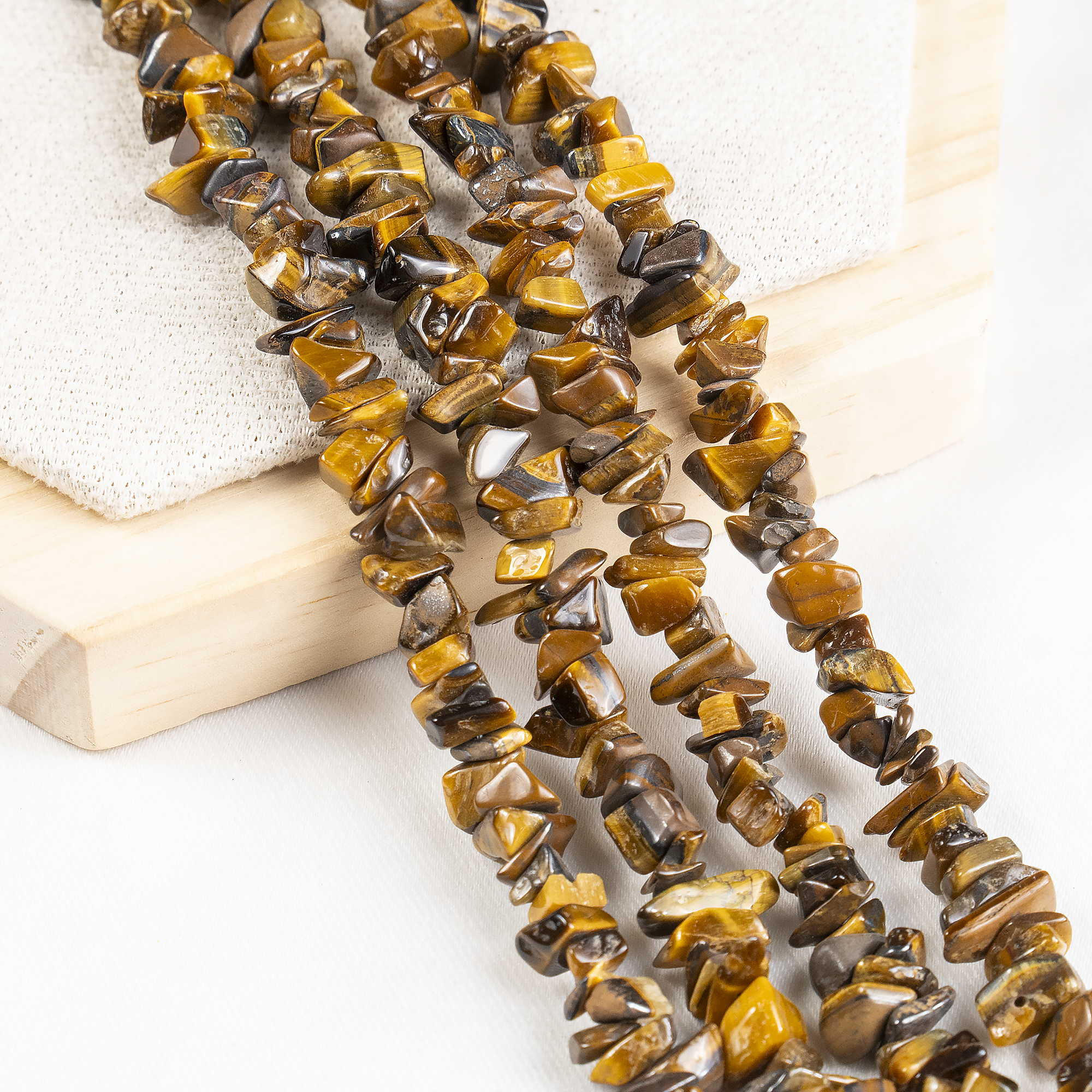Uncut Raw Tiger Eye Crystal Chip Beads for Necklace (Creativity and Intuition)