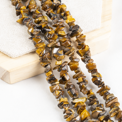 Uncut Raw Tiger Eye Crystal Chip Beads for Necklace (Creativity and Intuition)