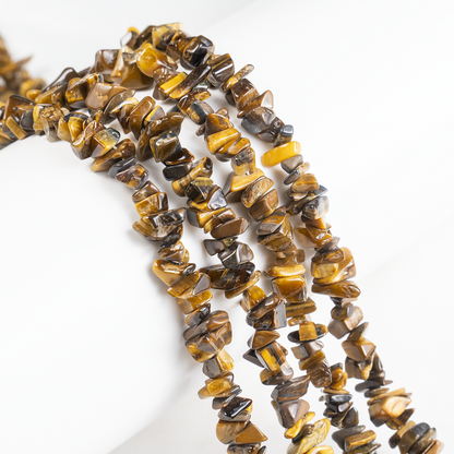 Uncut Raw Tiger Eye Crystal Chip Beads for Necklace (Creativity and Intuition)