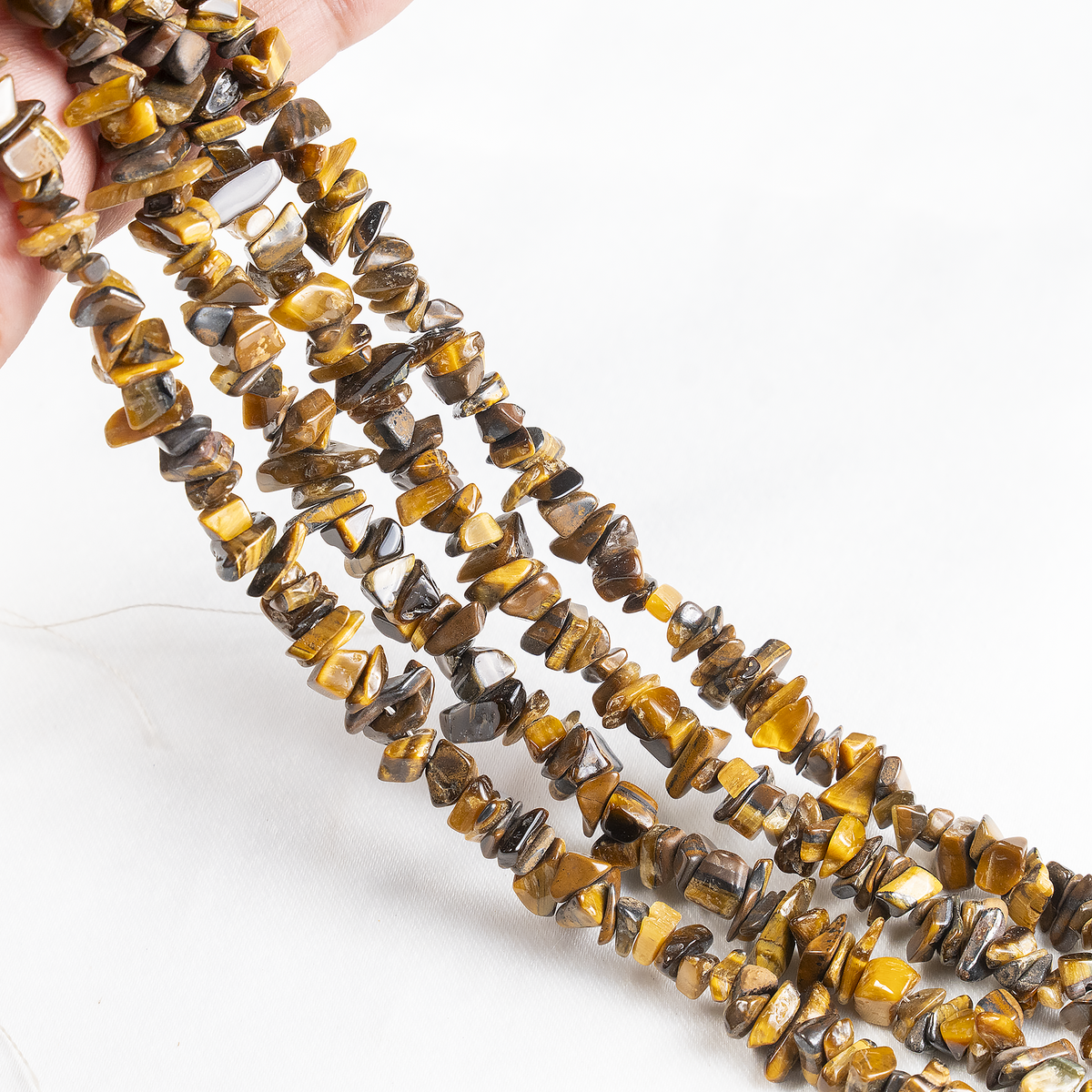 Uncut Raw Tiger Eye Crystal Chip Beads for Necklace (Creativity and Intuition)