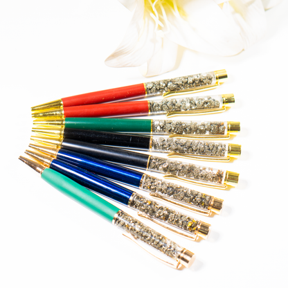 Pyrite Crystal Pen, Manifestation Pen, Healing Pen.  DestGlow