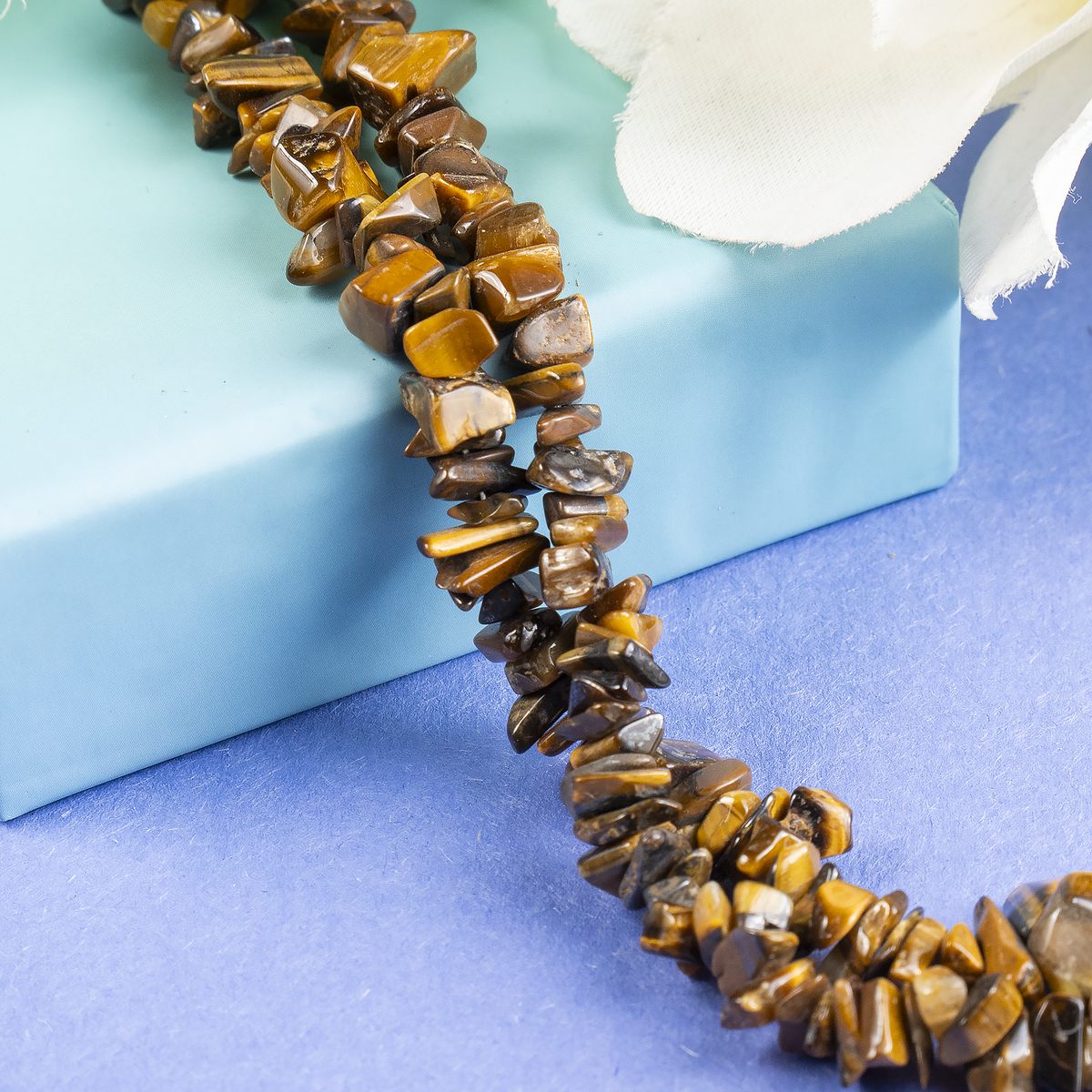 Uncut Raw Tiger Eye Crystal Chip Beads for Necklace (Creativity and Intuition)