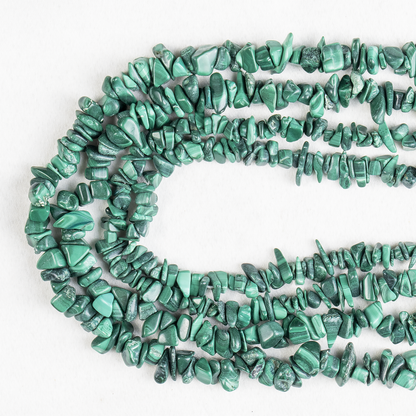 Uncut Raw Malachite Crystal Chip Beads for Necklace (Leadership and Travel)