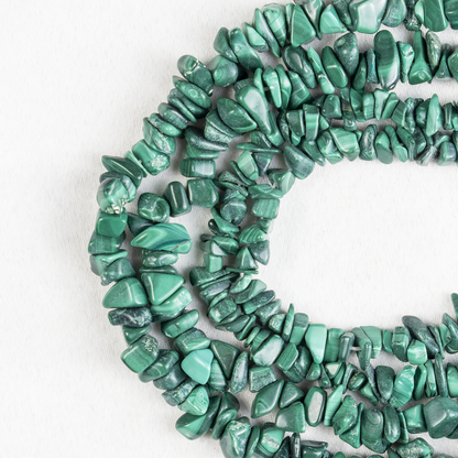 Uncut Raw Malachite Crystal Chip Beads for Necklace (Leadership and Travel)
