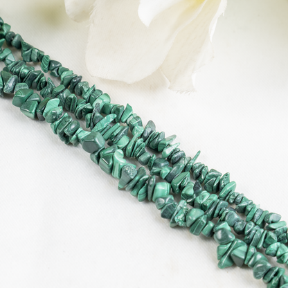 Uncut Raw Malachite Crystal Chip Beads for Necklace (Leadership and Travel)