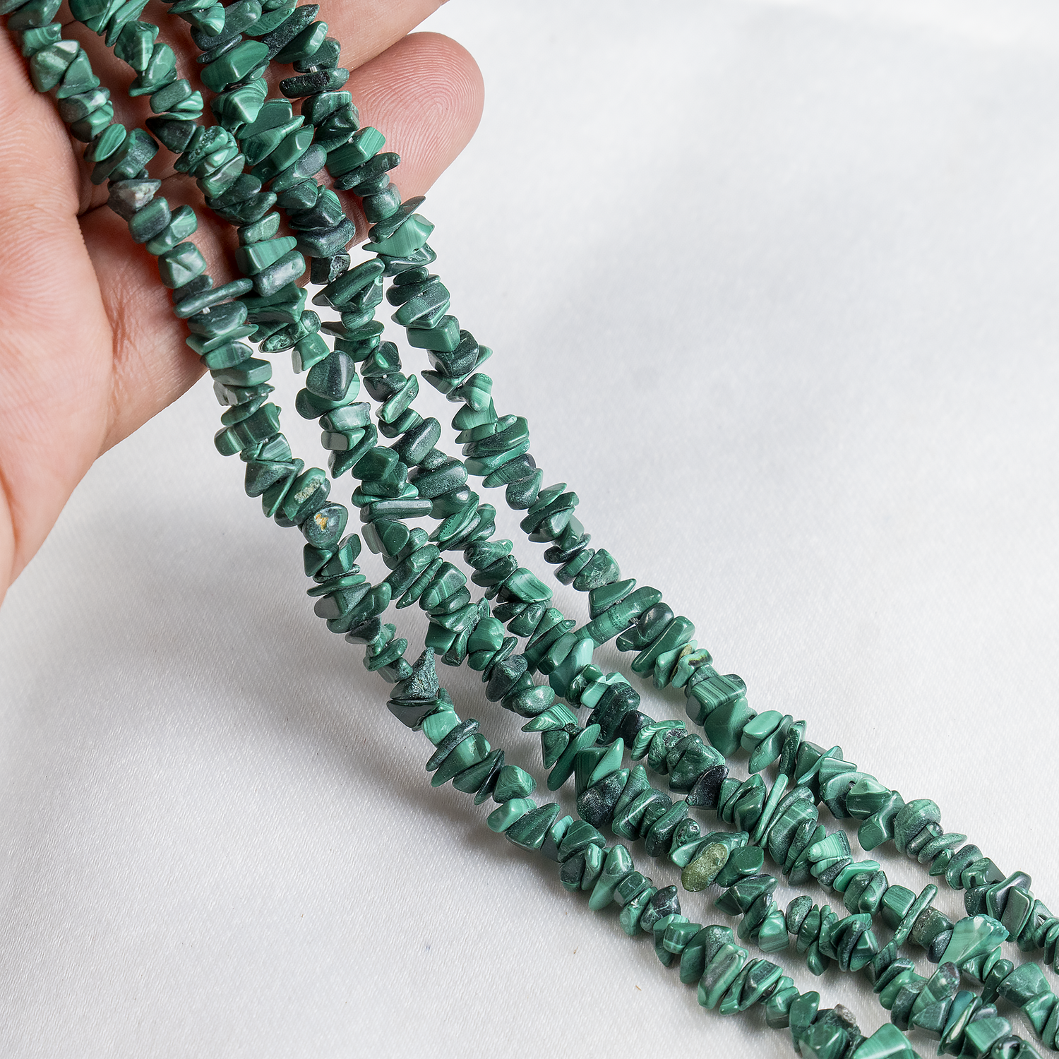 Uncut Raw Malachite Crystal Chip Beads for Necklace (Leadership and Travel)