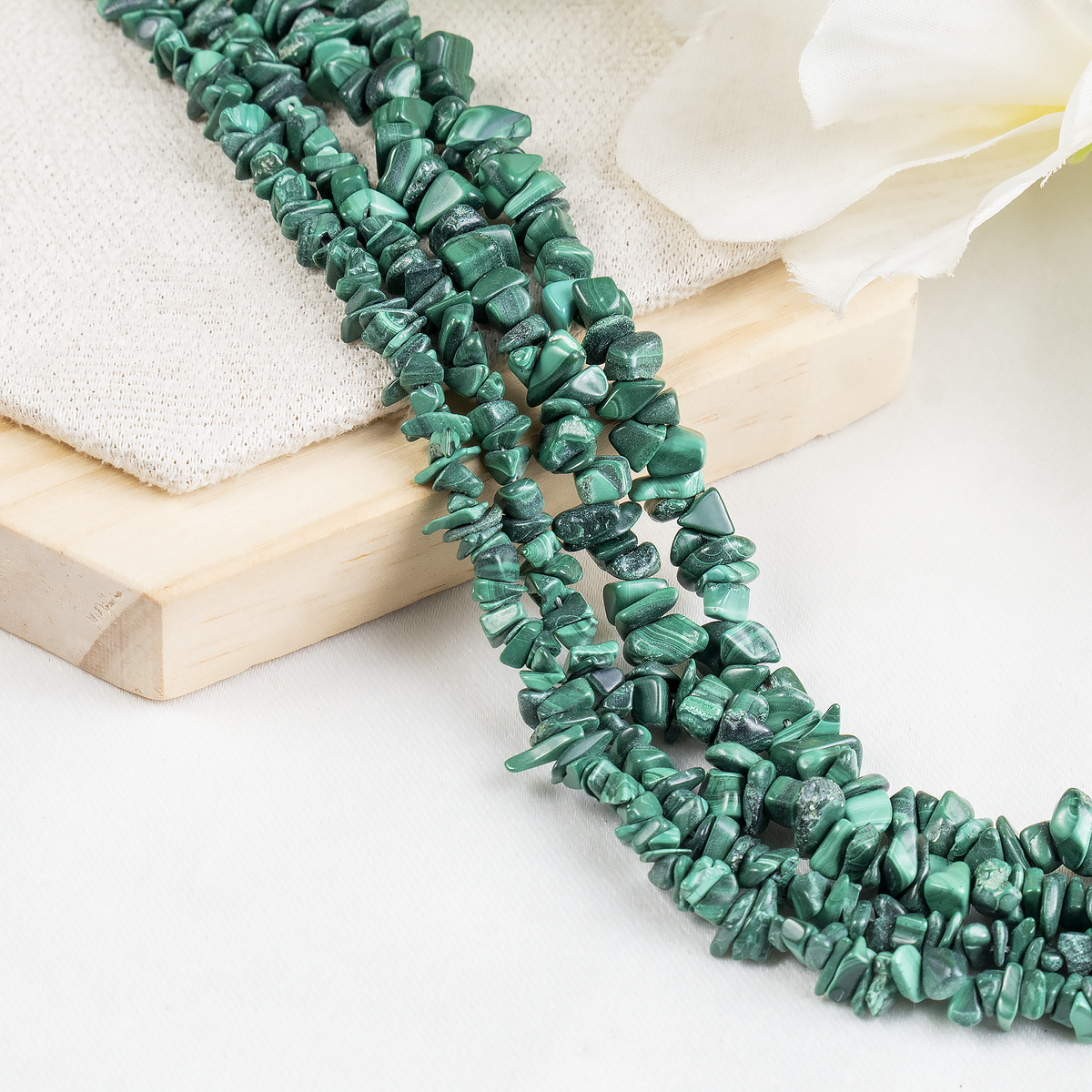 Uncut Raw Malachite Crystal Chip Beads for Necklace (Leadership and Travel)