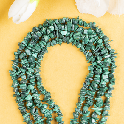Uncut Raw Malachite Crystal Chip Beads for Necklace (Leadership and Travel)