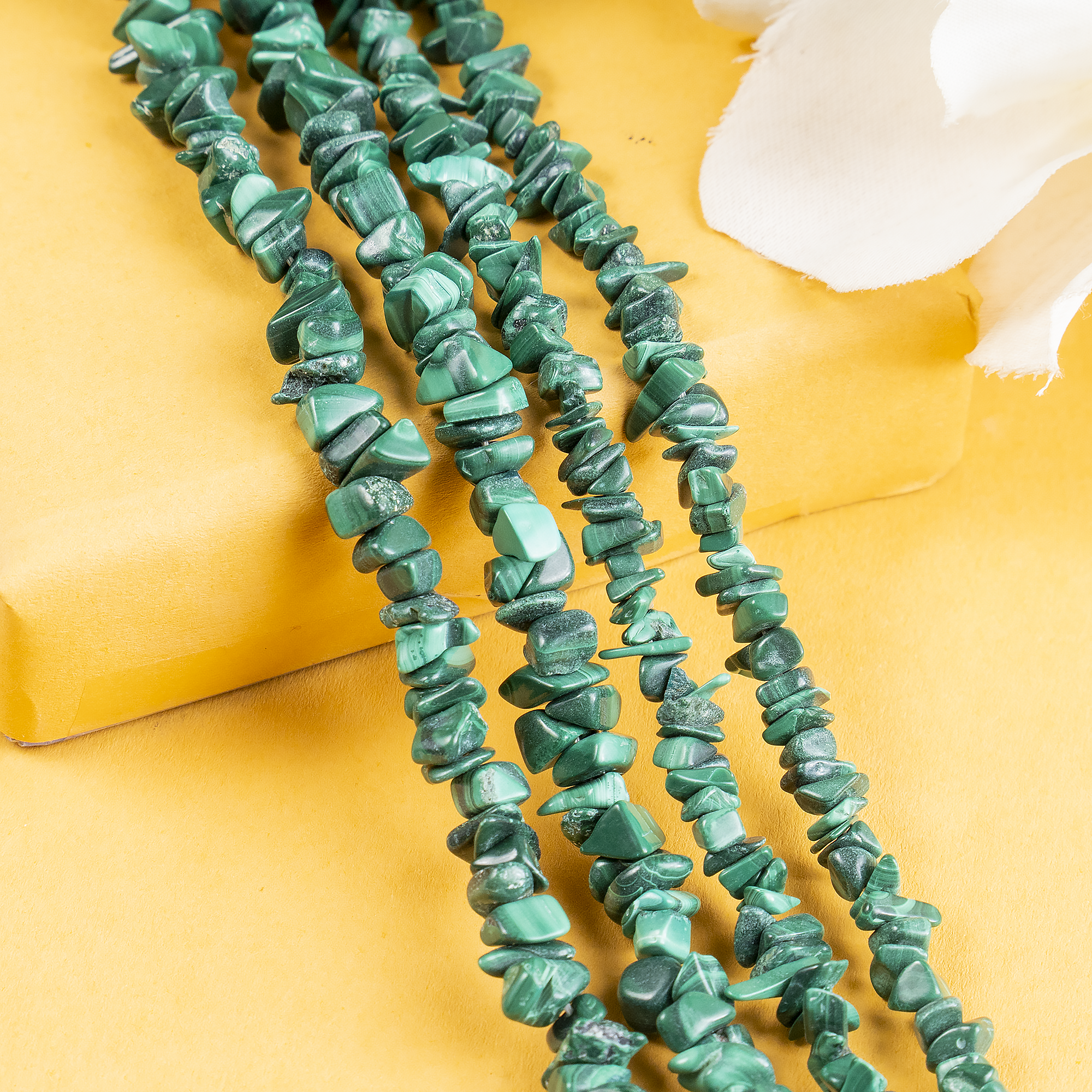 Uncut Raw Malachite Crystal Chip Beads for Necklace (Leadership and Travel)